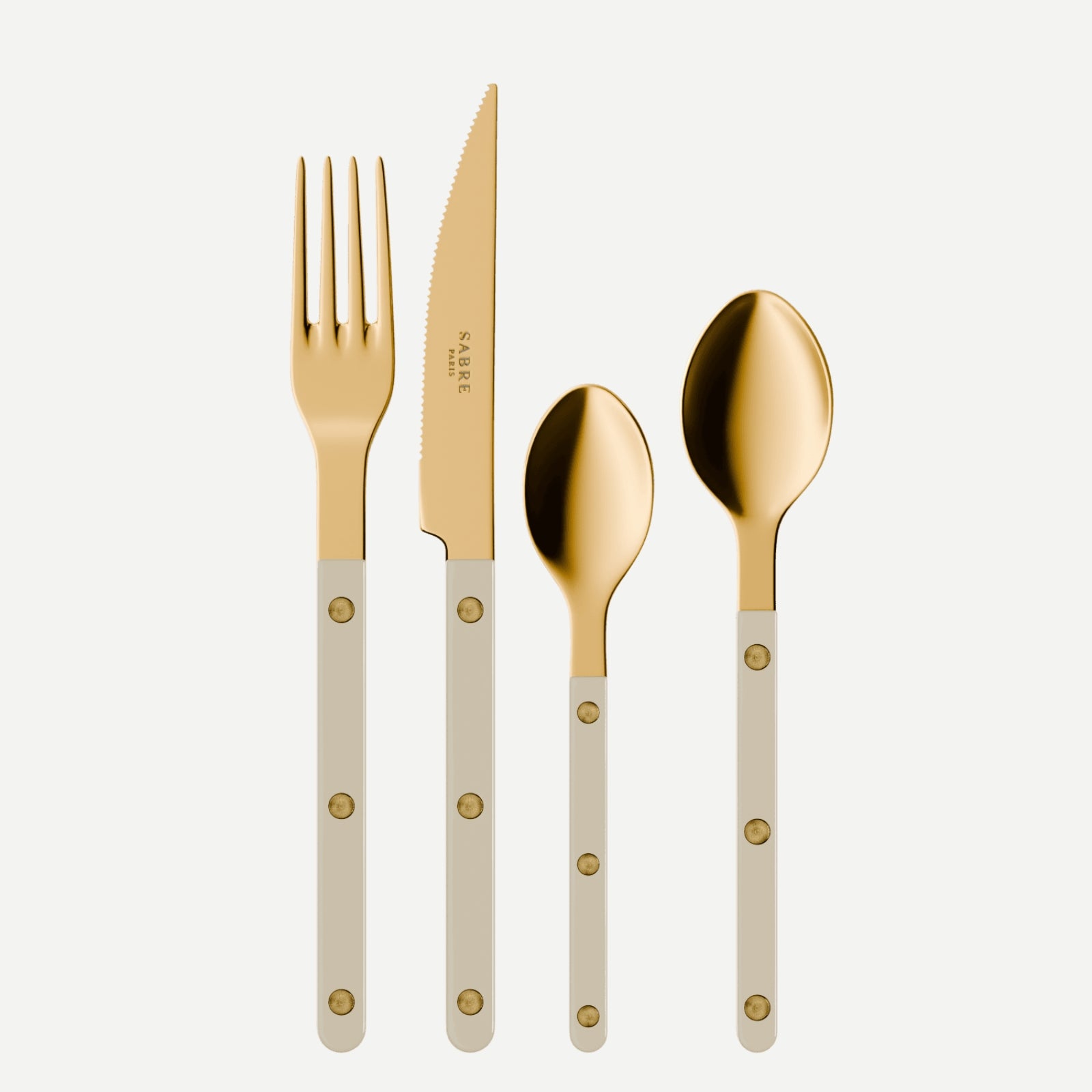 Bistrot Gold Solid, Light kaki - 32 pieces cutlery set