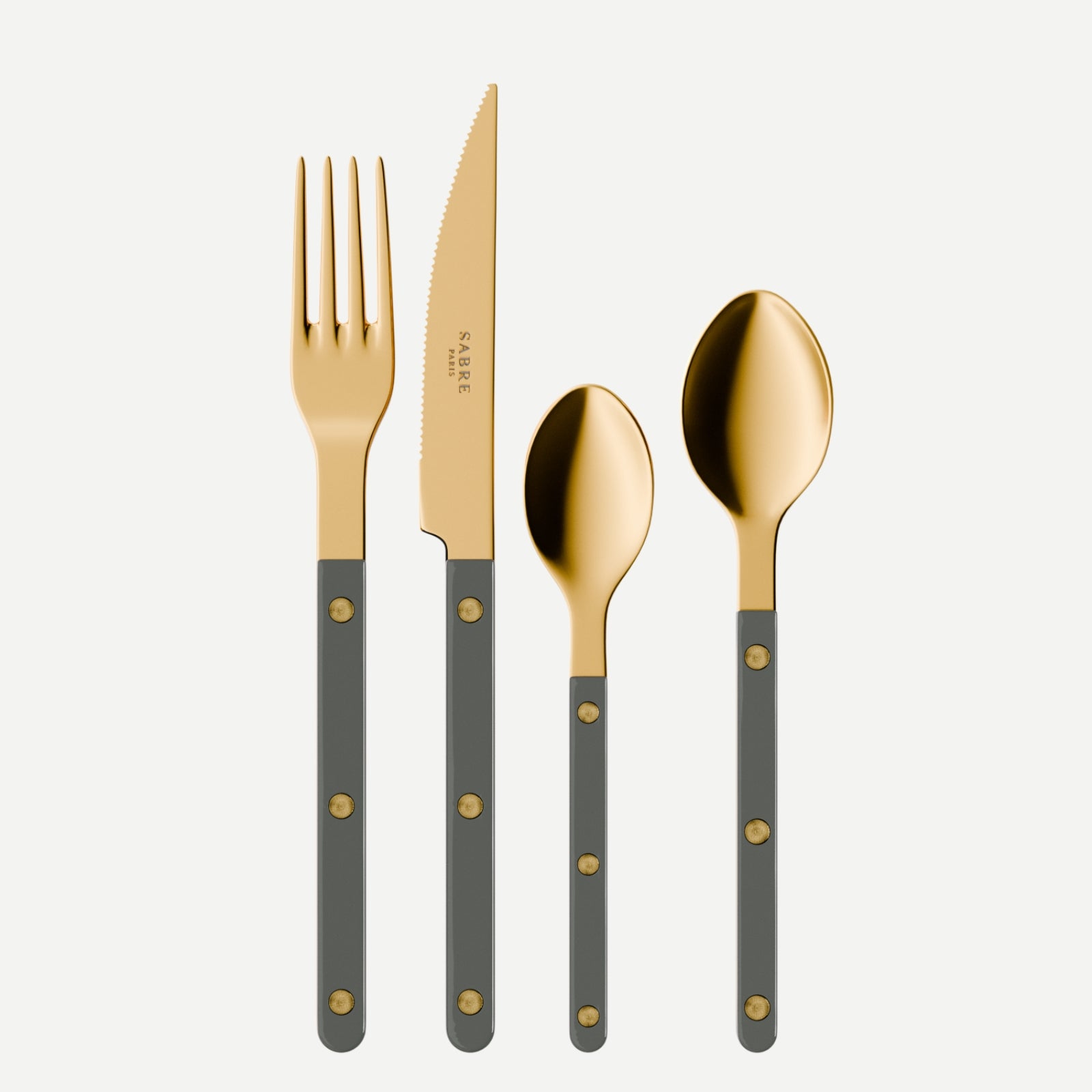 Bistrot Gold Solid, Dark grey - 32 pieces cutlery set