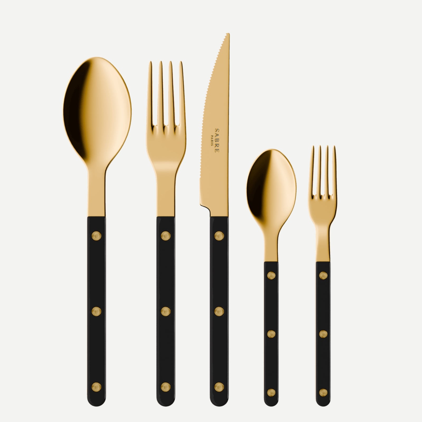 Bistrot Gold Solid, Black - 5 pieces cutlery set