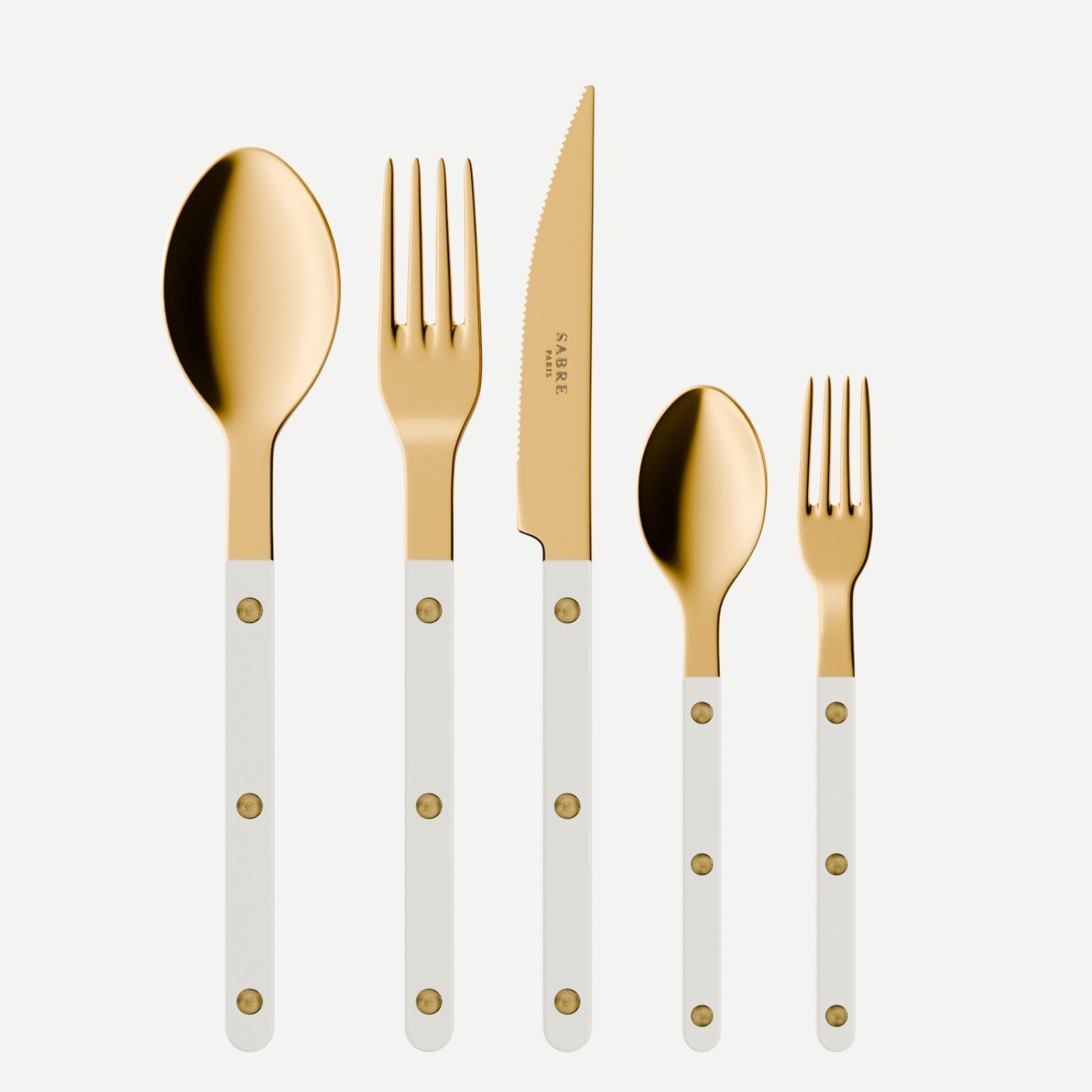 Bistrot Gold Solid, White - 5 pieces cutlery set
