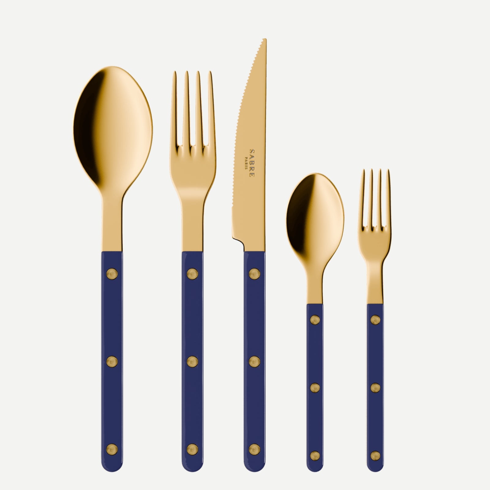 Bistrot Gold Solid, Navy blue - 5 pieces cutlery set
