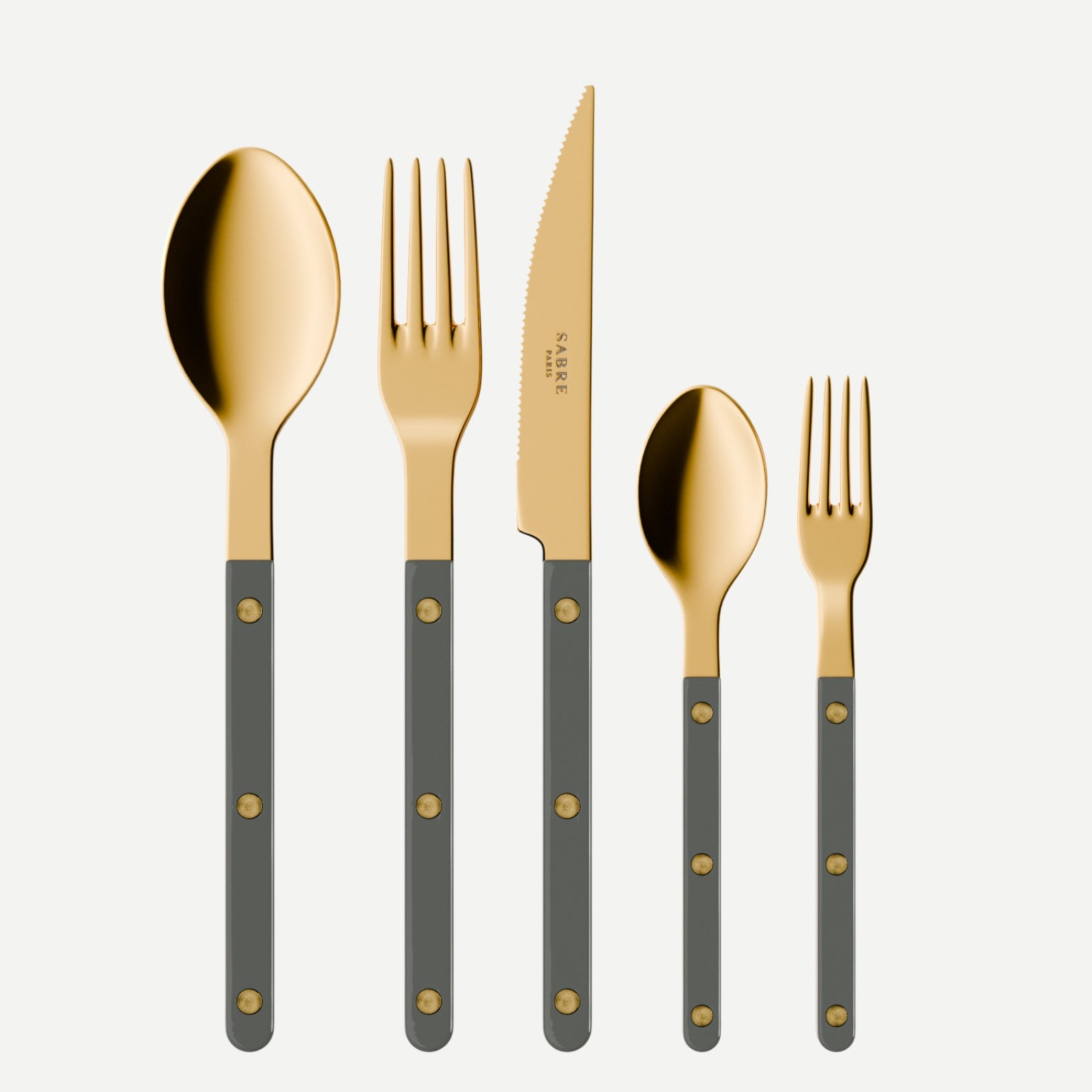 Bistrot Gold Solid, Dark grey - 5 pieces cutlery set
