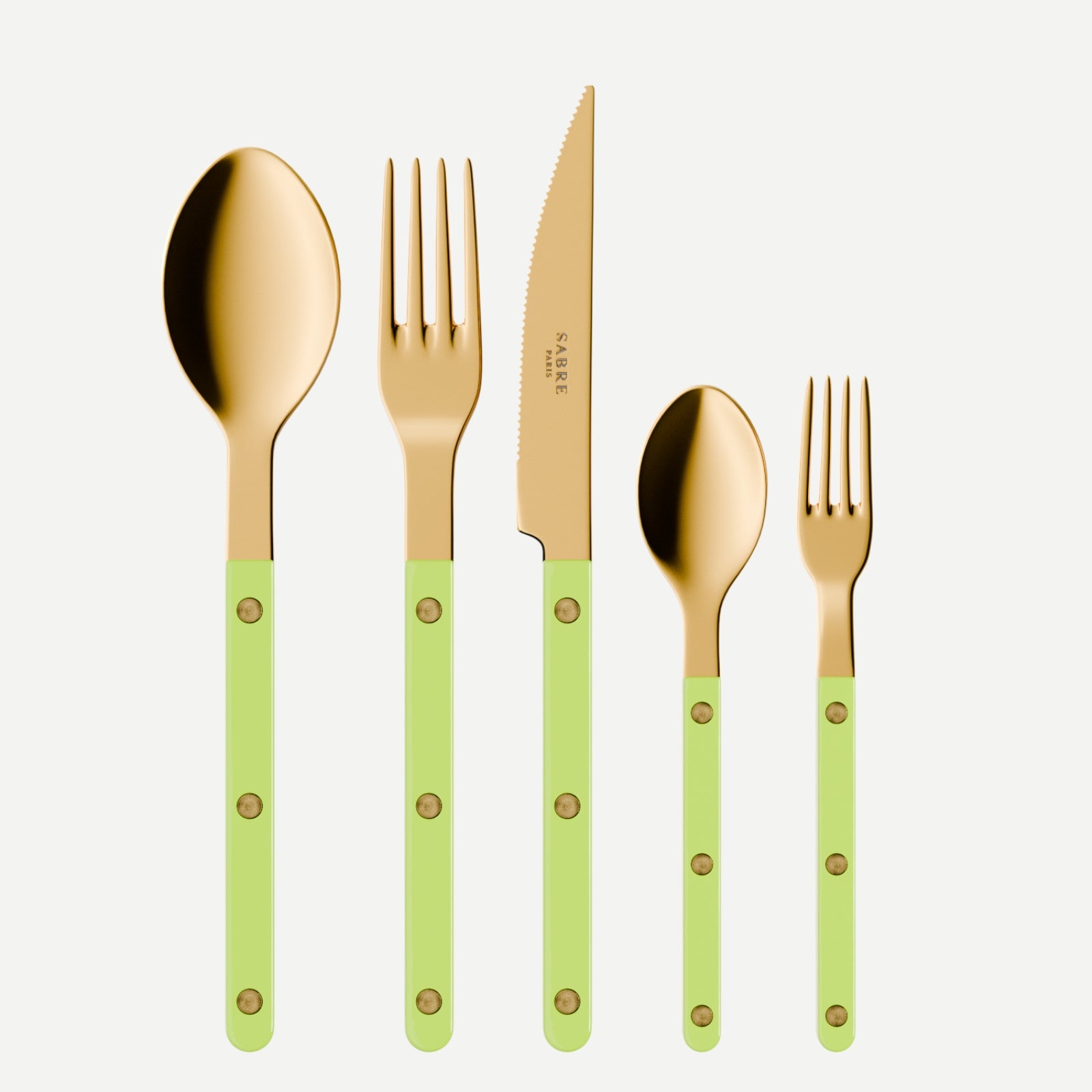 Bistrot Gold Solid, Lime - 5 pieces cutlery set