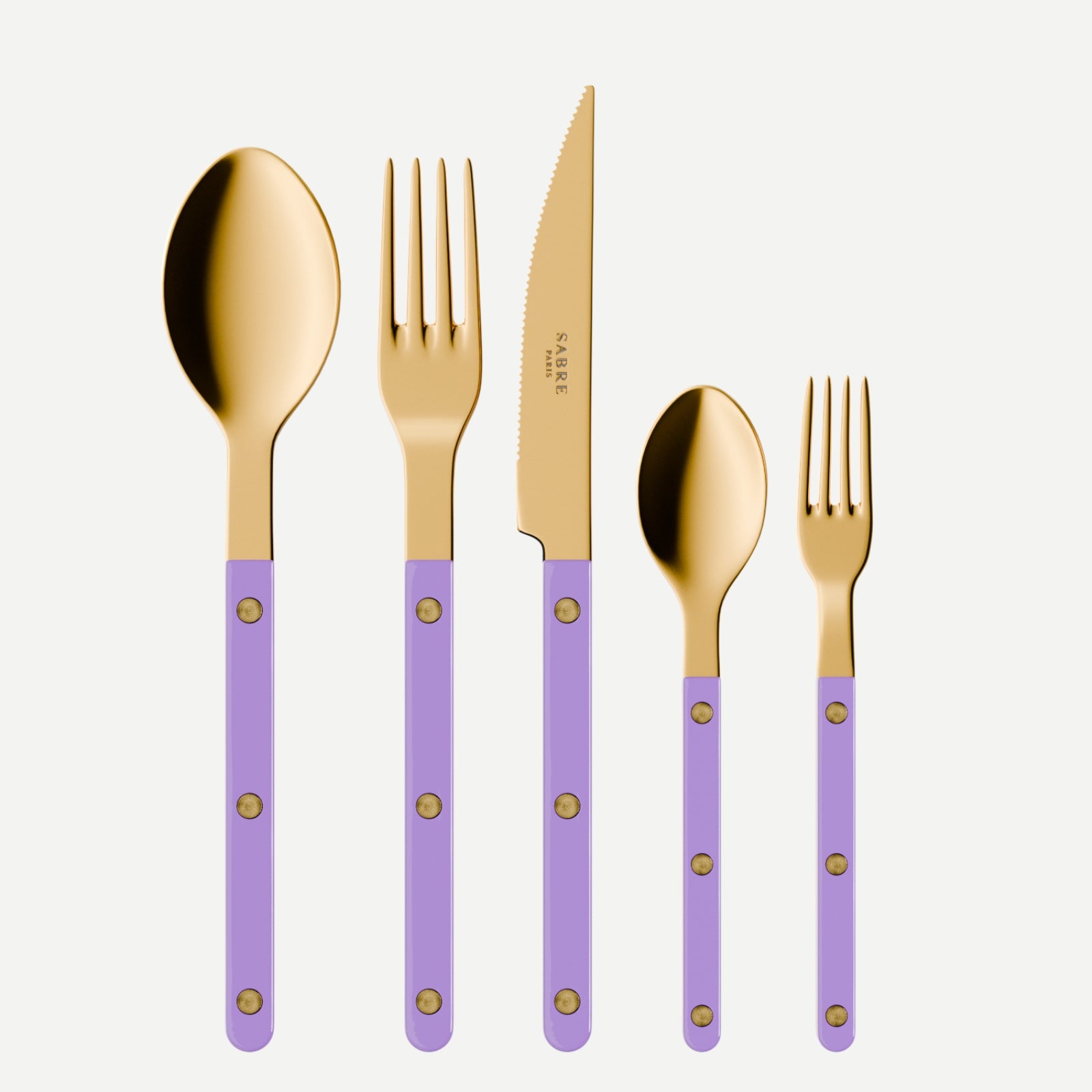 Bistrot Gold Solid, Purple - 5 pieces cutlery set