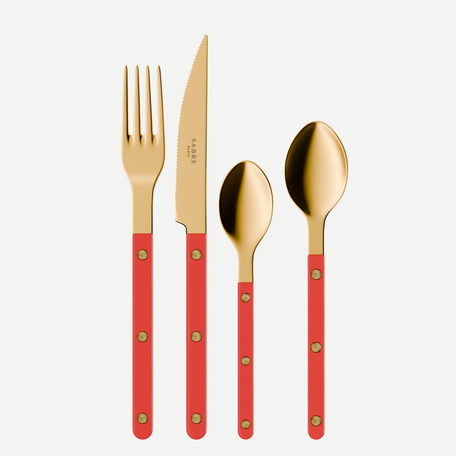 Bistrot Gold Solid, Red - 4 pieces cutlery set