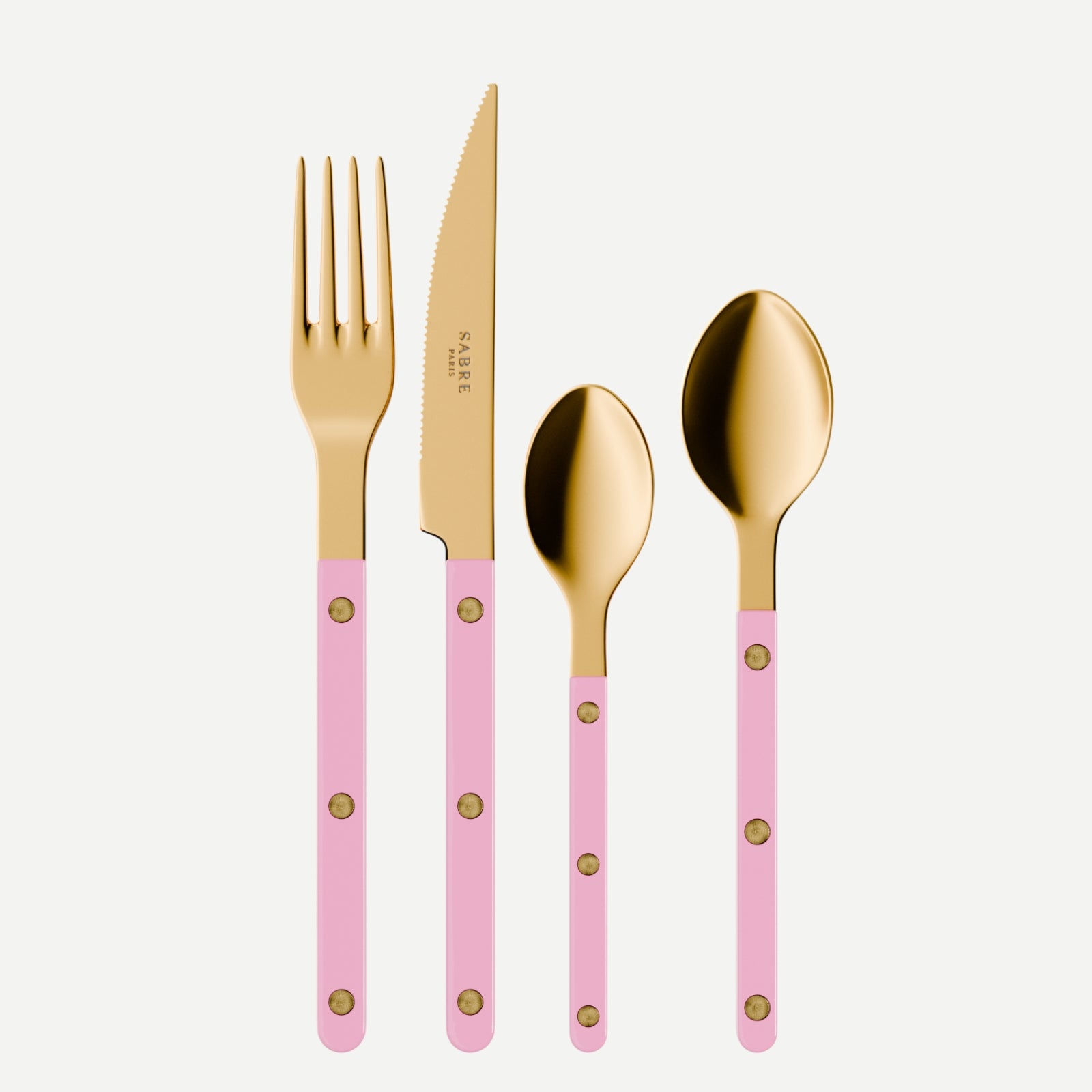 Bistrot Gold Solid, Pink - 4 pieces cutlery set