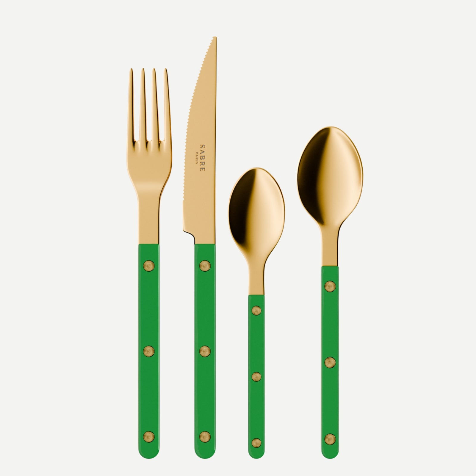 Bistrot Gold Solid, Garden green - 4 pieces cutlery set