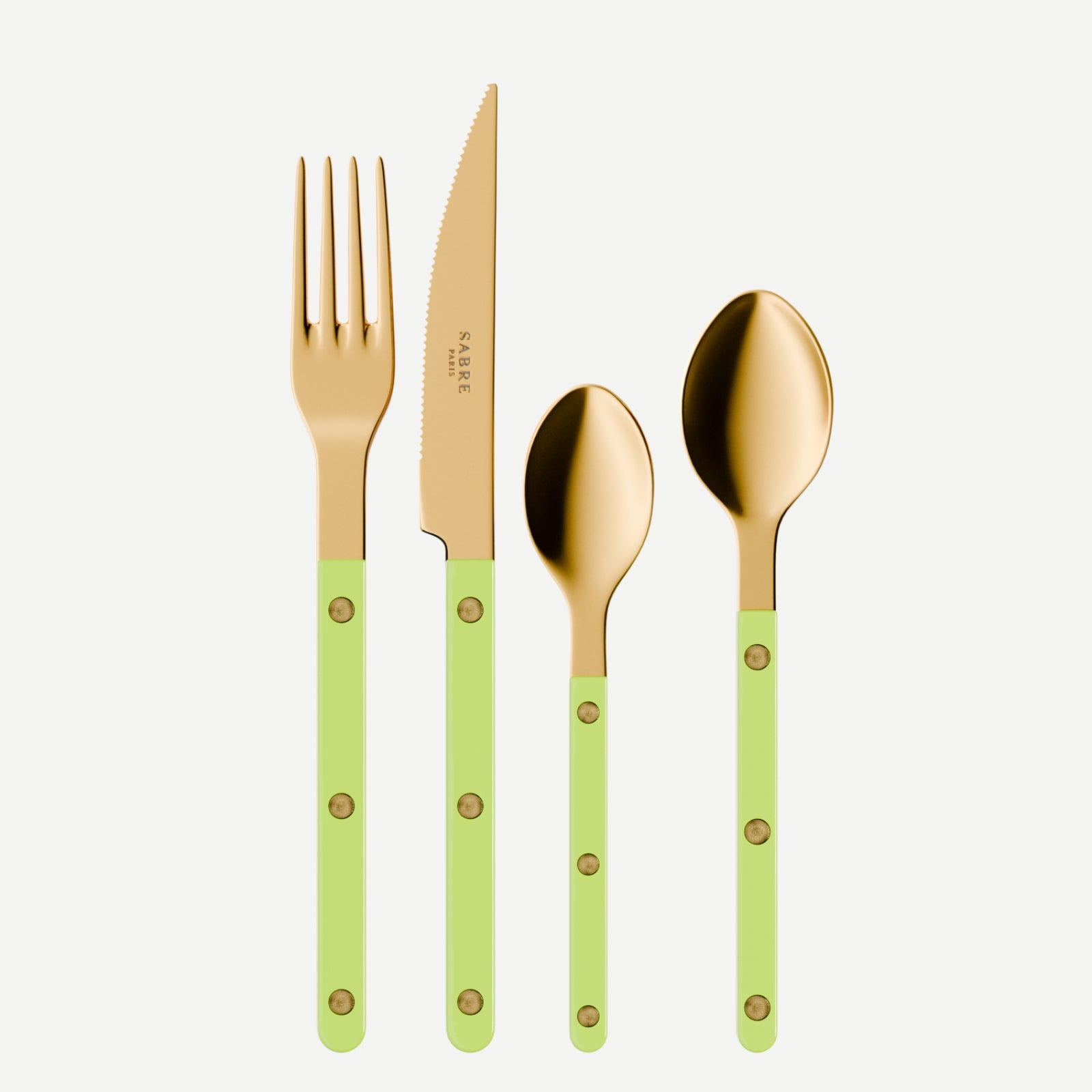 Bistrot Gold Solid, Lime - 4 pieces cutlery set
