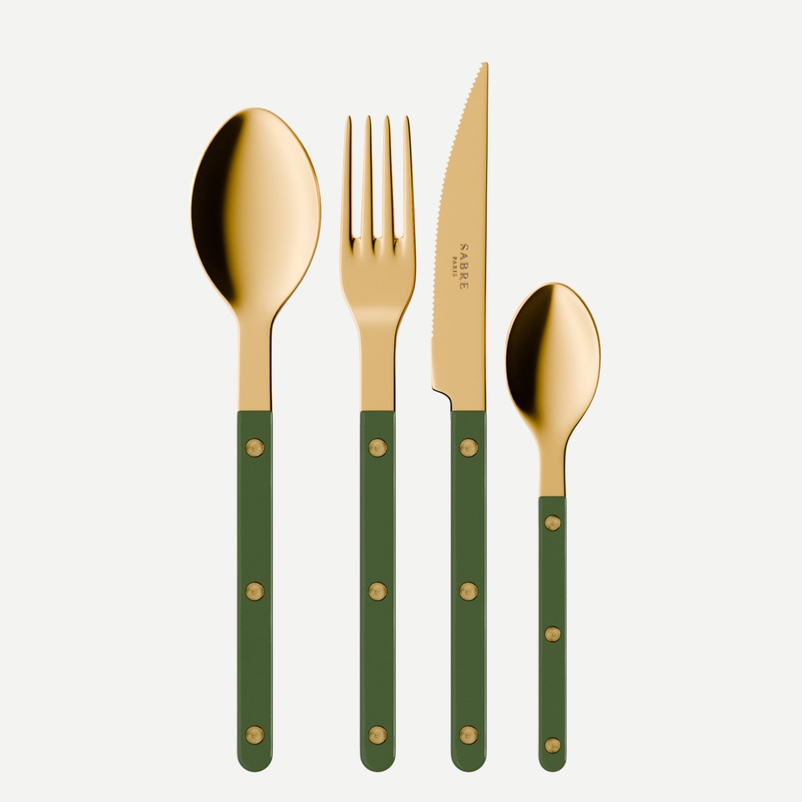 Bistrot Gold Solid, Green - 24 pieces cutlery set