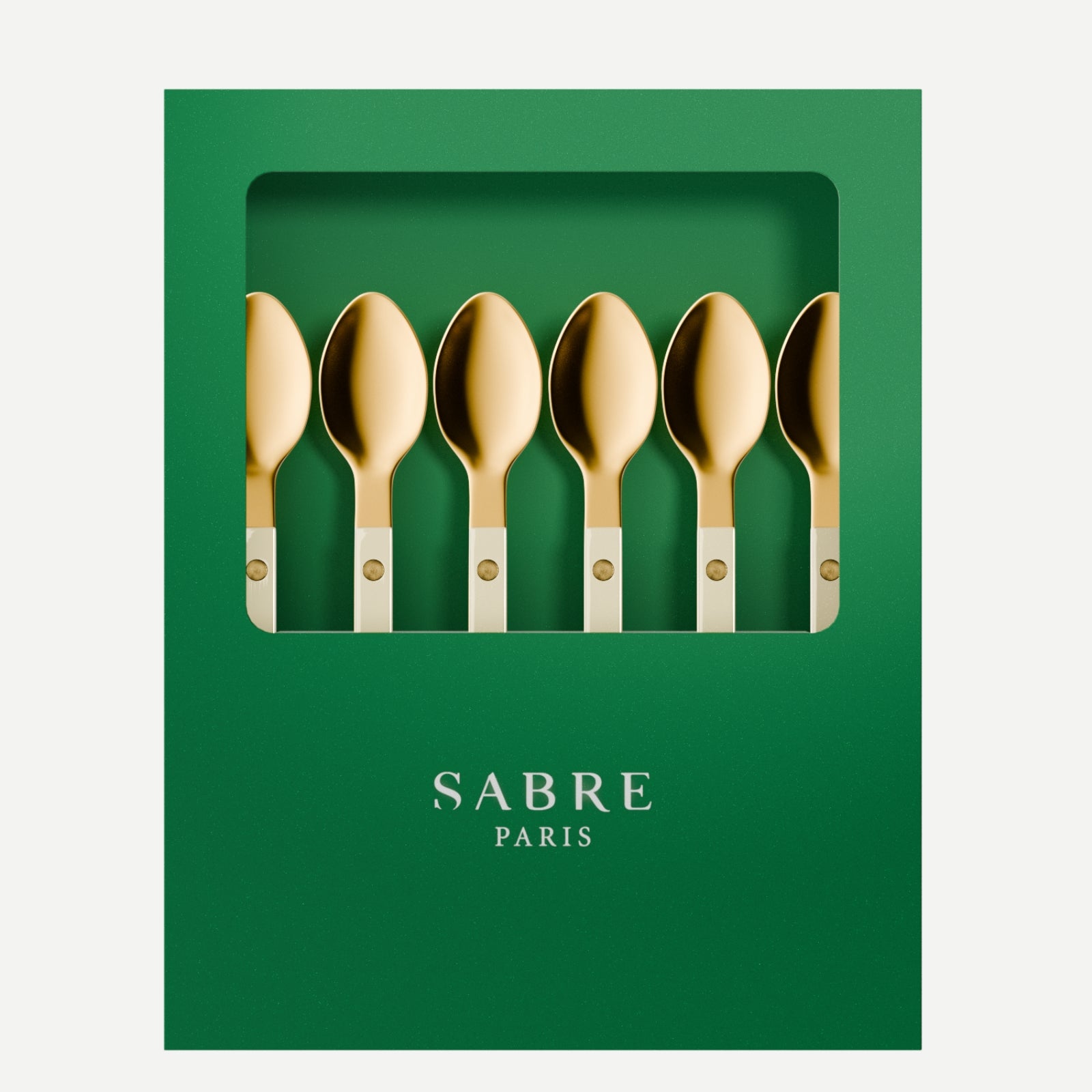 Bistrot Gold Solid, Ivory - Box of 6 espresso spoons