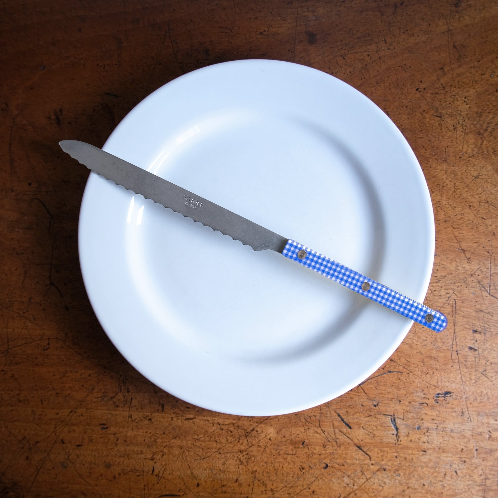 Bistrot Vintage Gingham, Blue - Bread knife