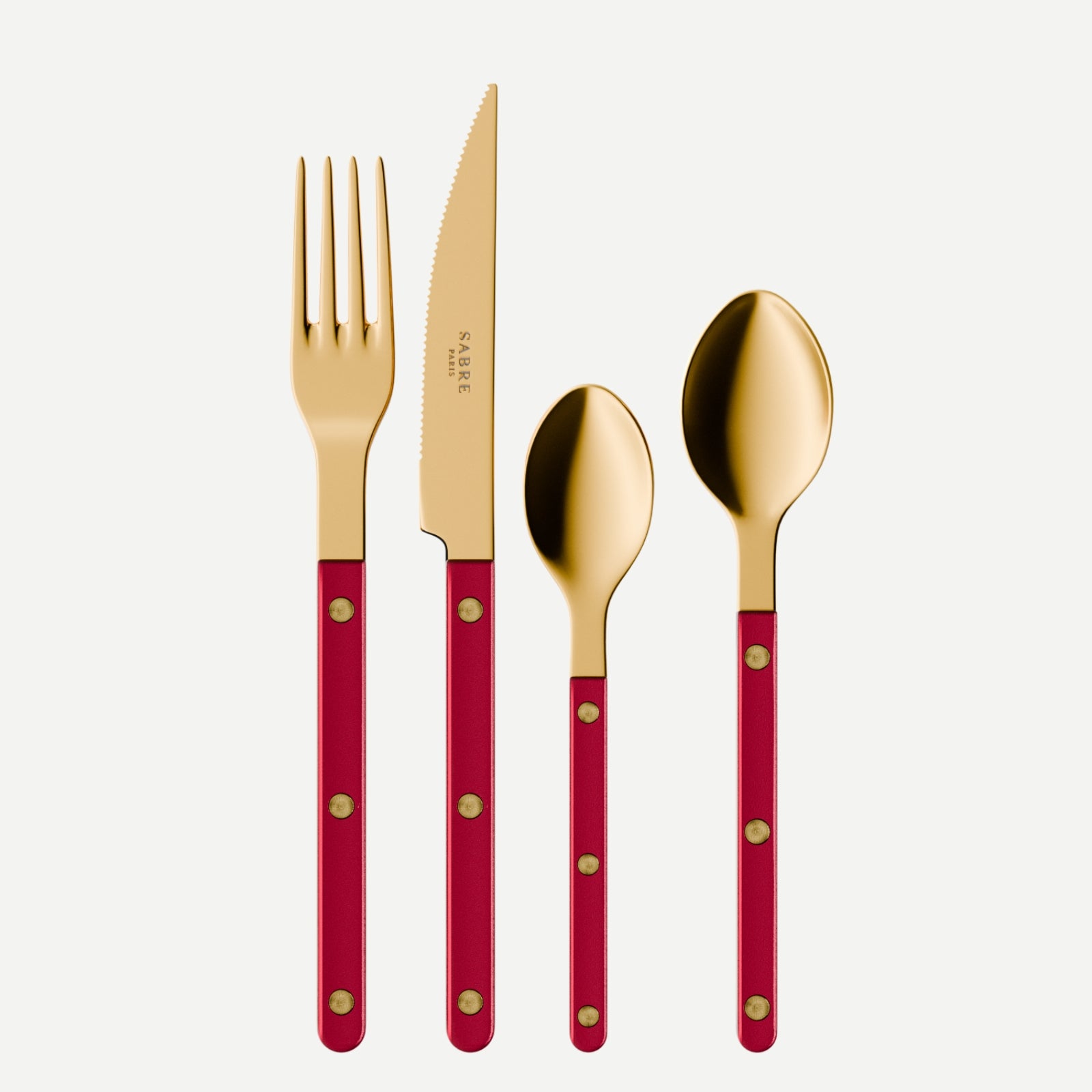 Bistrot Gold Pearly, Red - 4 pieces cutlery set