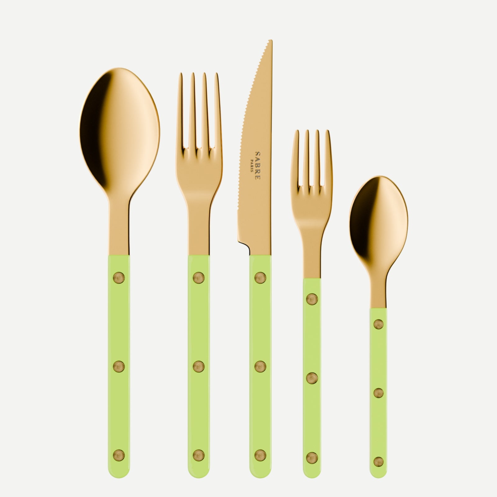 Bistrot Gold Solid, Lime - 5 pieces cutlery set