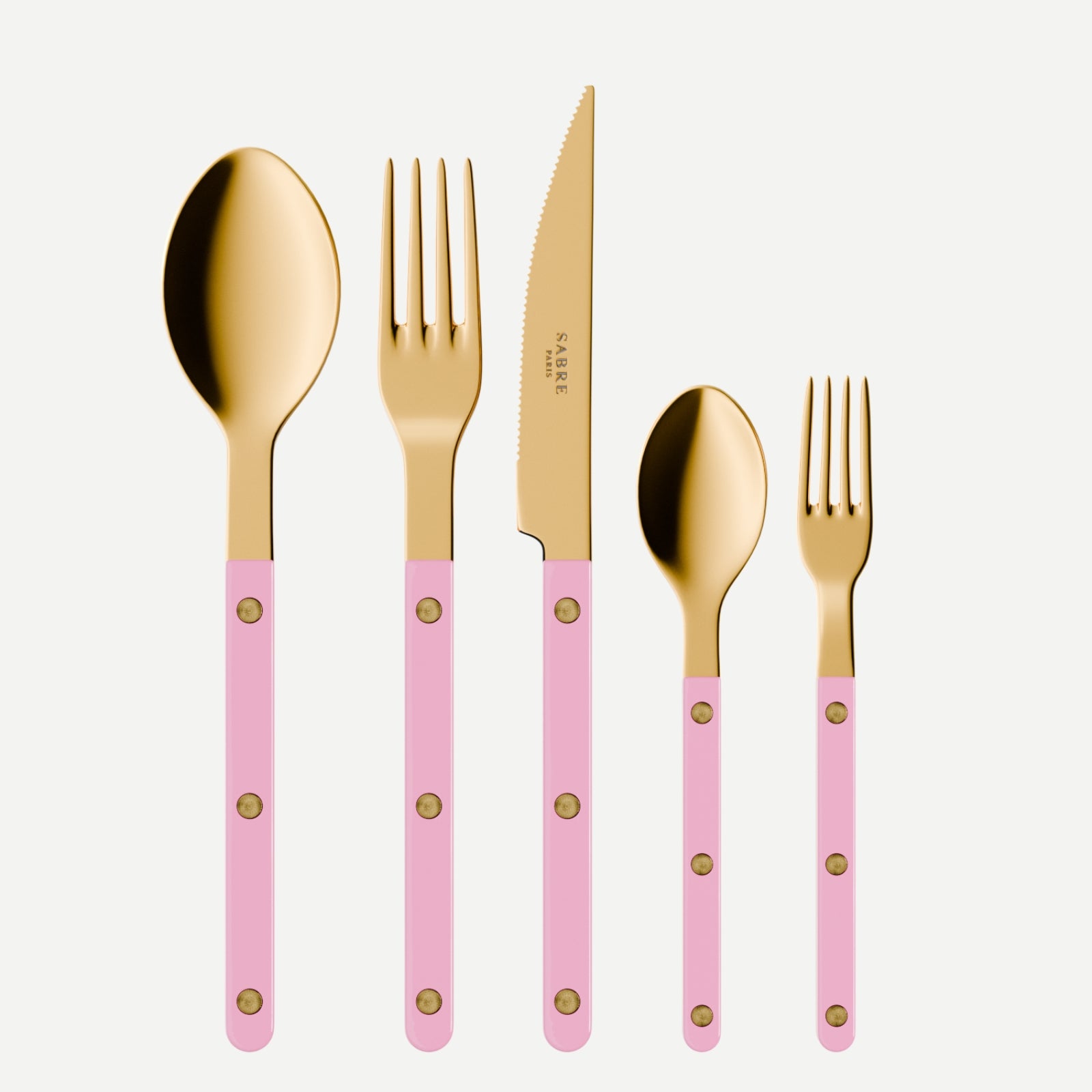 Bistrot Gold Solid, Pink - 5 pieces cutlery set