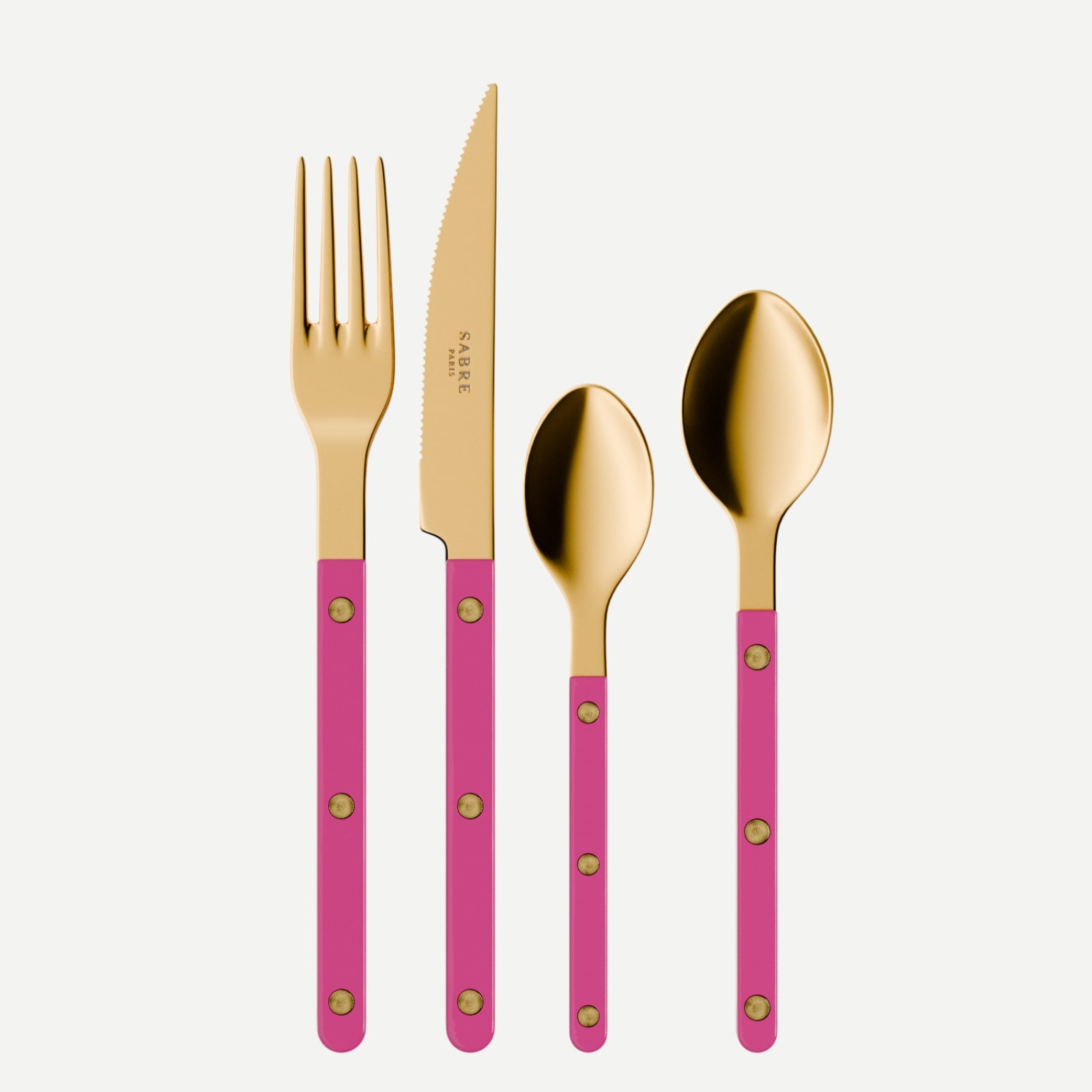 Bistrot Gold Solid, Raspberry - 4 pieces cutlery set