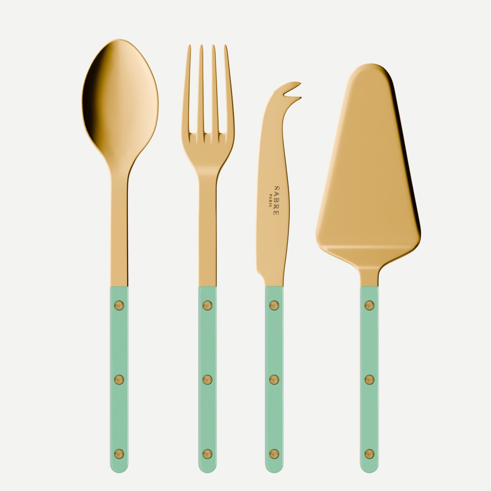 Bistrot Gold Solid, Pastel green - Set of 4 Bistrot must-have serving pieces