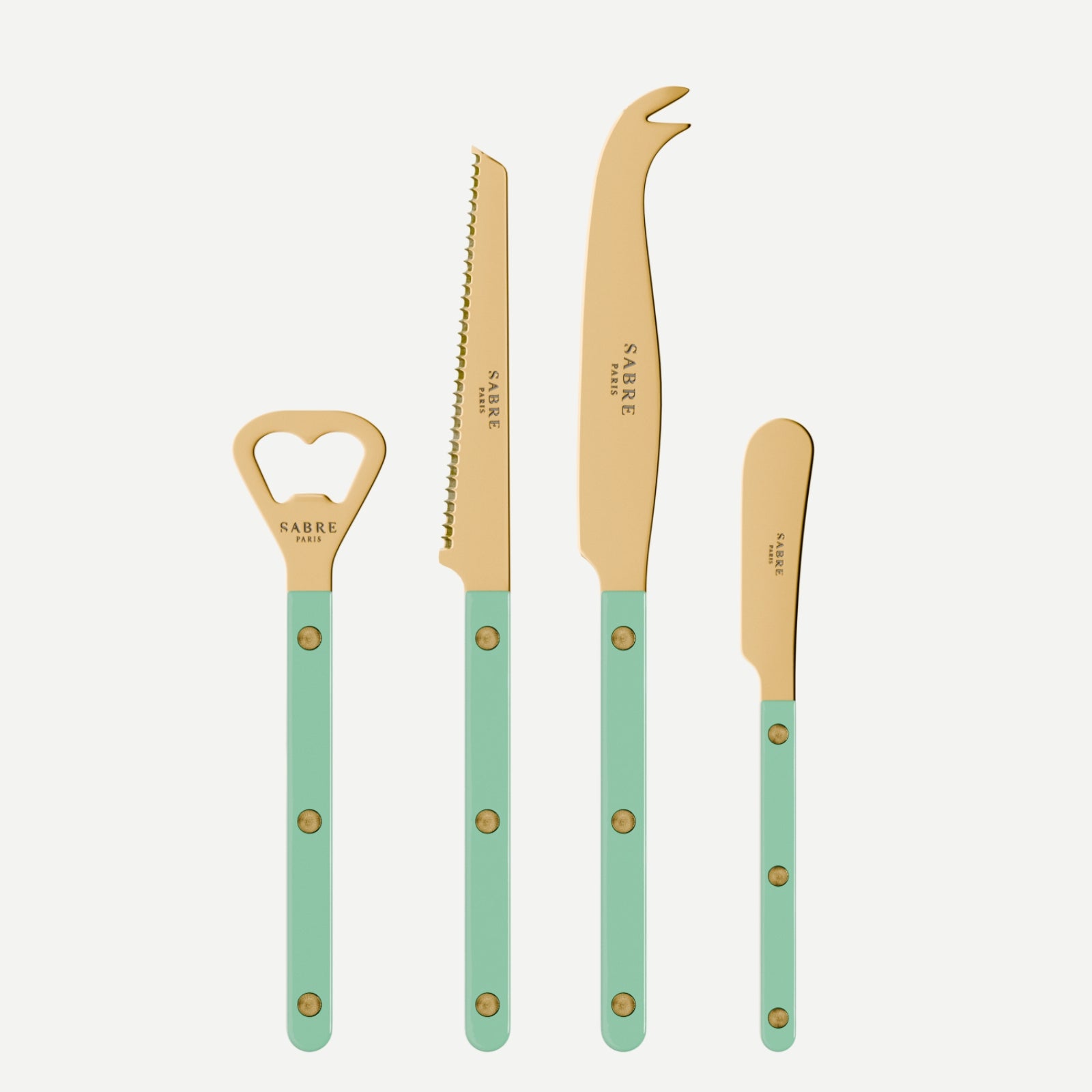 Bistrot Gold Solid, Pastel green - Bistrot aperitif set